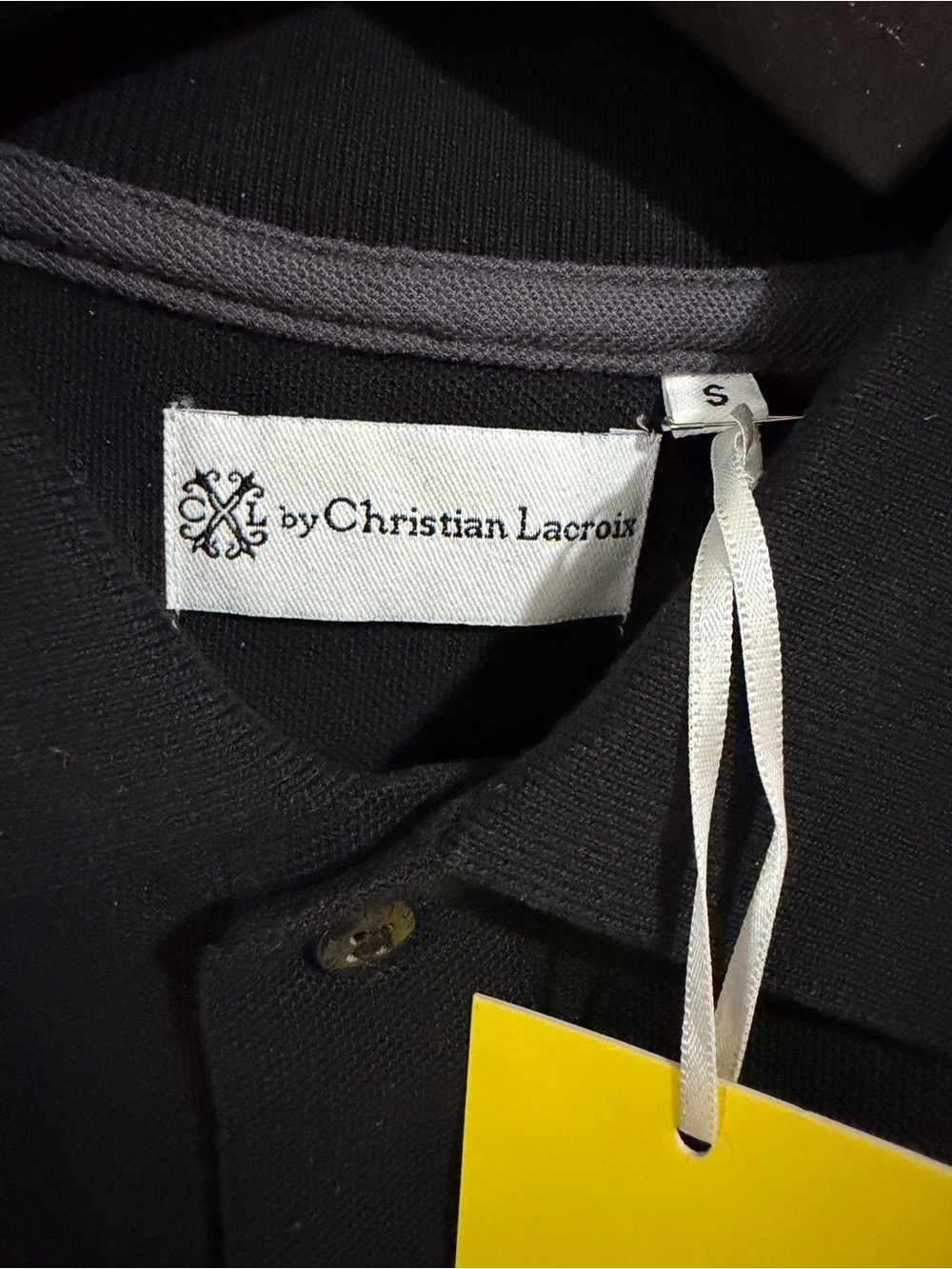 Christian Lacroix Black Polo with Subtle Gray Trim - Picture 2 of 3